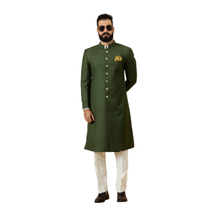 Classic Seaweed Green Achkan for Men | Elegant Ethnic Wear | Jaipurio